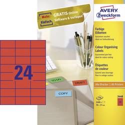 Avery-Zweckform 3448 etikety 70 x 37 mm papír červená 2400 ks permanentní univerzální etikety 100 Sheet A4