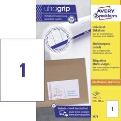 Avery-Zweckform 3478 etikety 210 x 297 mm papír bílá 100 ks permanentní univerzální etikety inkoust, laser, kopie 100 Sheet A4