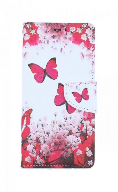 Pouzdro TopQ iPhone SE 2020 knížkové Růžoví motýlci 54686