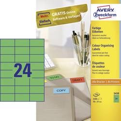 Avery-Zweckform 3450 etikety 70 x 37 mm papír zelená 2400 ks permanentní univerzální etikety 100 Sheet A4