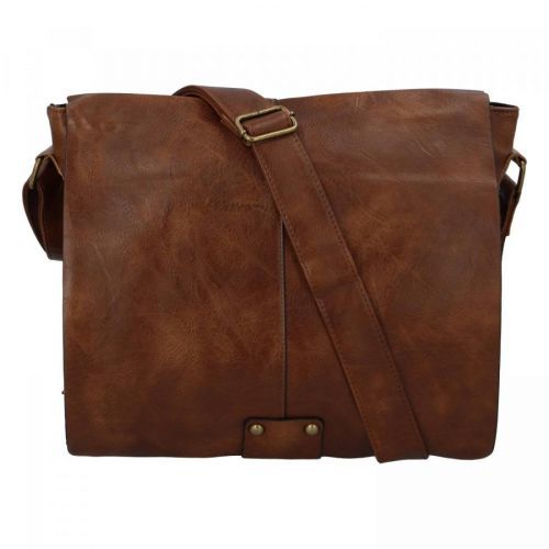 Praktická a módní univerzální velká koženková taška s klopou Berta, hnědá