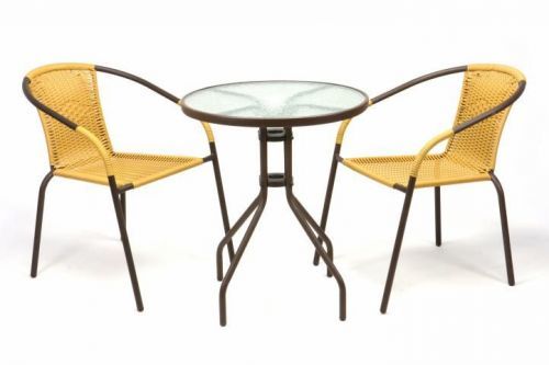 Garthen Zahradní balkonový set 2 židle + skleněný stůl