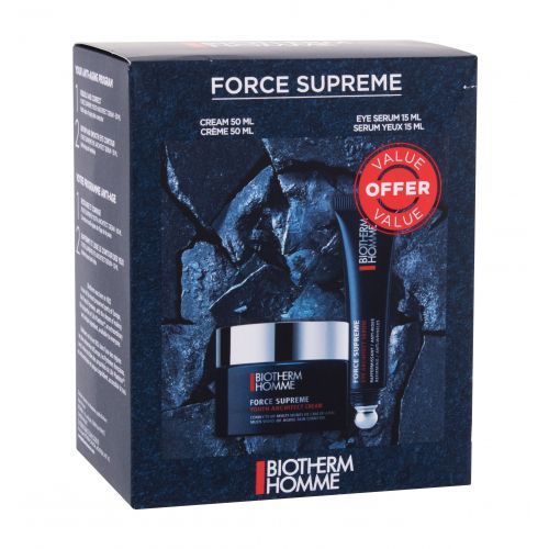 Biotherm Homme Force Supreme dárková kazeta pro muže pleťový krém Force Supreme Cream 50 ml + oční sérum Force Supreme Eye Serum 15 ml