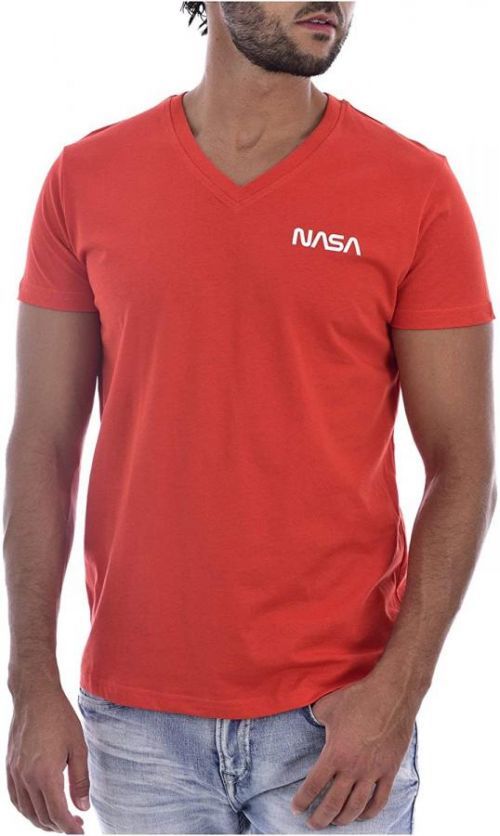 Originální NASA tričko BASIC WORM V-NECK - Červená Barva: Červená, Velikost: S