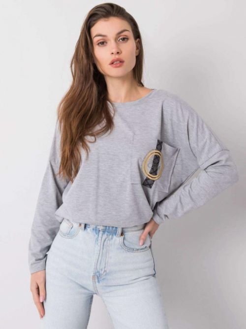 SVĚTLE ŠEDÉ DÁMSKÉ TRIČKO S DLOUHÝM RUKÁVEM RV-BZ-5968.17-GRAY Velikost: univerzální