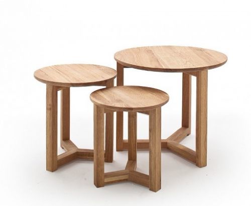 Konfereční stolek - dřevěný konferenční stolek maude - set 3 kusů (hnědá)