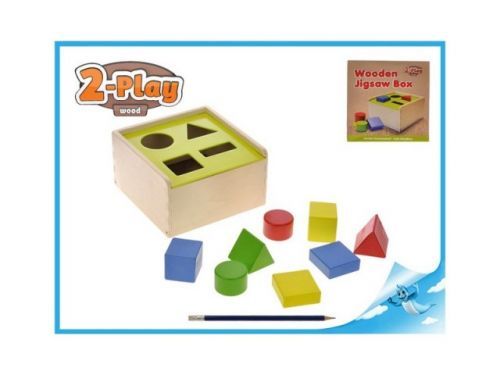 Vkládačka dřevěná 2-Play 18x18x10cm různé tvary 12m+ v krabičce