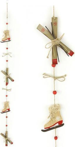 Girlanda, vánoční dekorace s dřevěnými bruslemi a lyžemi ZA8628 Art
