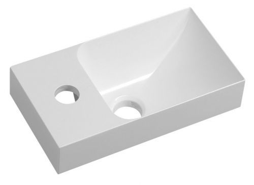 SAPHO PICCOLINO umývátko 30,5x10x17cm, litý mramor, baterie vlevo, bílá PK300