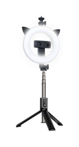 Bluetooth selfie tyč Ring Light P40D-3 s LED osvětlením černá 55727