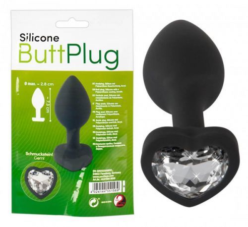 You2Toys Silicone Butt Plug - white stone, kind anal dildo (black)