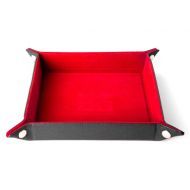 Metallic Dice Games Velvet Folding Dice Tray (Red) with Leather Backing