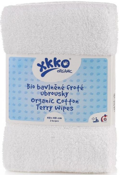XKKO Organic Froté ubrousky 40x40 - Bílé (2ks)