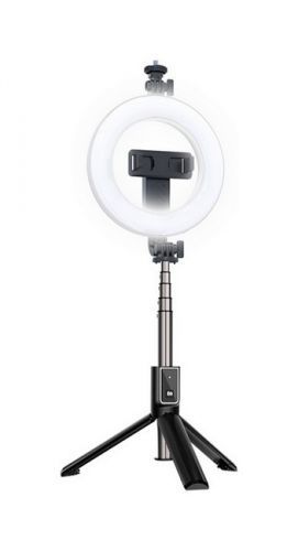 Bluetooth selfie tyč Ring Light P40D-2 s LED osvětlením černá 55726