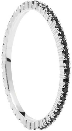 PD PAOLA Minimalistický prsten ze stříbra s černými zirkony Black Essential Silver AN02-348 50 mm