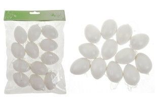Autronic Vajíčka plastová 6cm, 12 kusů v sáčku, barva bílá, cena za sáček VEL5046-WH