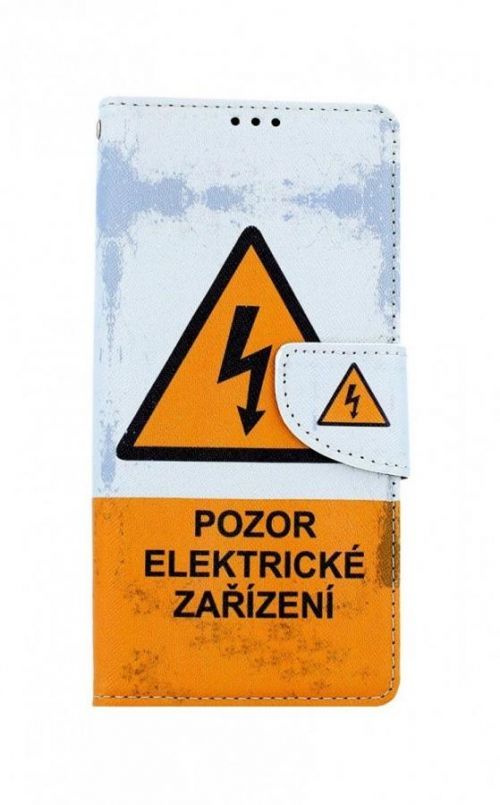 Pouzdro TopQ Samsung A42 knížkové Pozor elektrické zařízení 55575