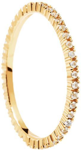 PD PAOLA Minimalistický pozlacený prsten s třpytivými zirkony White Essential Gold AN01-347 50 mm