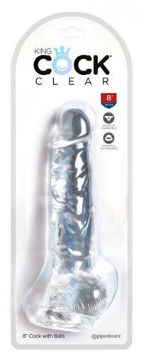 King Cock Clear 8 - adhesive sole, testicle dildo (20cm)