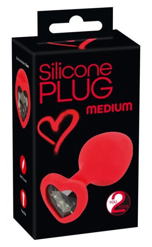 You2Toys Plug Medium - black stone, please anal dildo (red) - medium