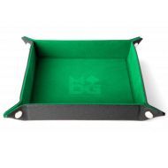 Metallic Dice Games Velvet Folding Dice Tray (Green) with Leather Backing