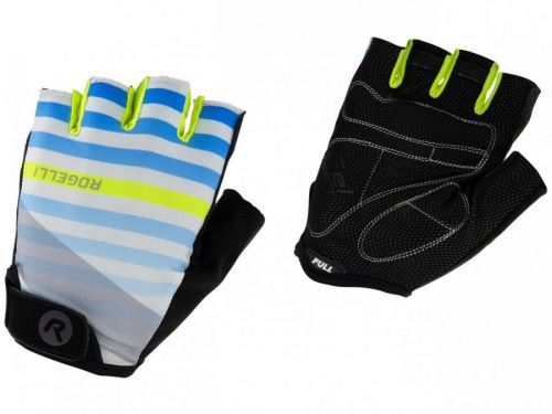 STRIPE, cyklistické rukavice, šedá-tyrkysová-reflexní žlutá M