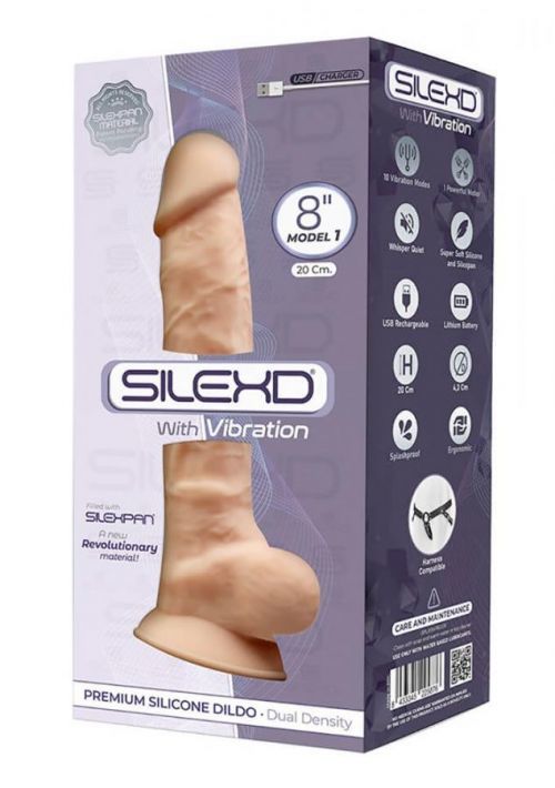 Silexd 8 - formable, adhesive sole, testicle dildo - 20cm (natural)