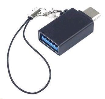 PremiumCord Adaptér USB-C male - USB3.0 A female, OTG, černý s očkem na zavěšení