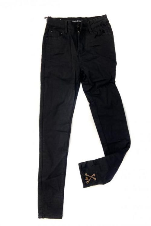 Černé džínové kalhoty typu high waist s řetízky na nohavicích 1300 - Zoio - XS černá