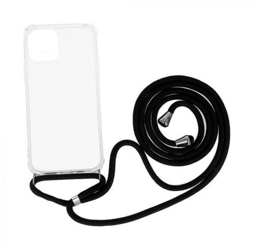 Kryt TopQ iPhone 12 silikon s černou šňůrkou průhledný 55206