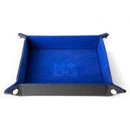 Metallic Dice Games Velvet Folding Dice Tray (Blue) with Leather Backing