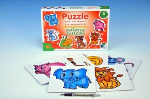 Puzzle pro nejmenší - Zvířátka 6 obrázků v krabici