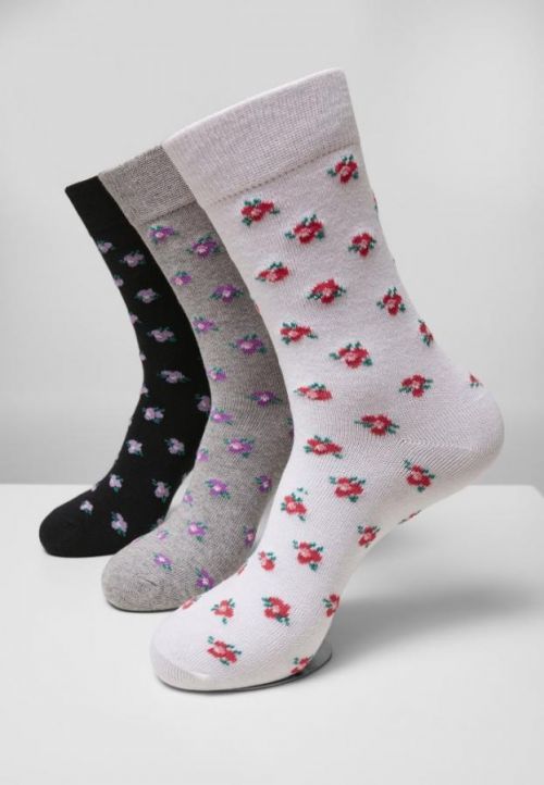 Recycled Yarn Flower Socks 3-Pack 39-42
