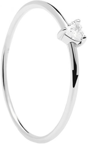 PD PAOLA Minimalistický stříbrný prsten se srdíčkem White Heart Silver AN02-223 52 mm