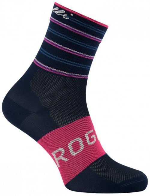 Dámské antibakteriální funkční ponožky Rogelli STRIPE s bezešvou patou,  černo-růžové 40-43