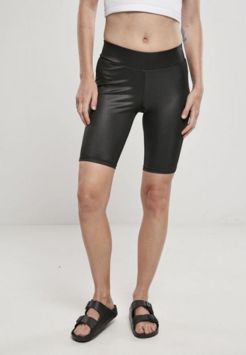 Ladies Imitation Leather Cycle Shorts - black 3XL