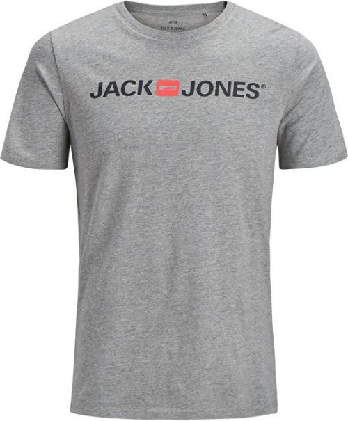 Jack&Jones Pánské triko JJECORP 12137126 Light Grey Melange SLIM FIT - MELANGE L