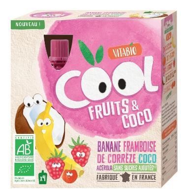 Vitabio Ovocné BIO kapsičky Cool Fruits jablko, kokos, banán, maliny a acerola 4x85g