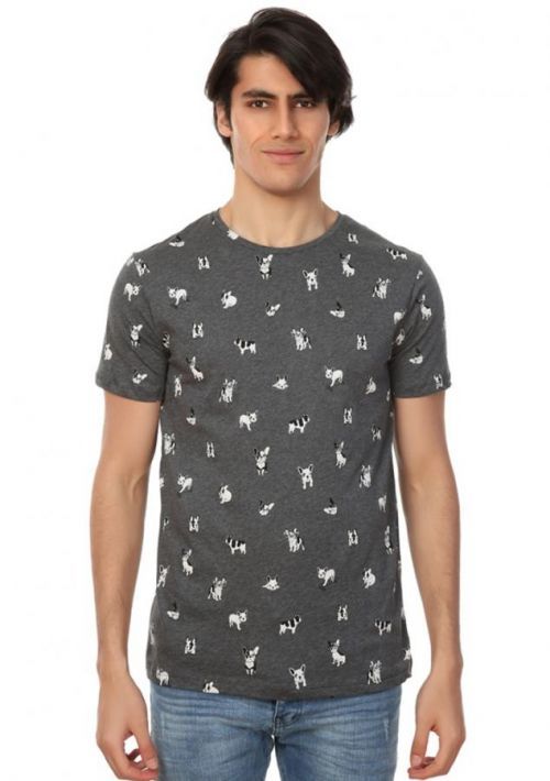 Pánské tričko John Frank JFTD62 L Šedá