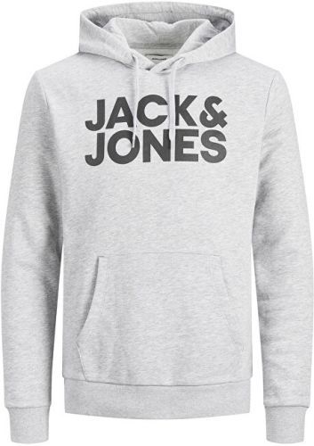 Jack&Jones Pánská mikina JJECORP 12152840 Light Grey Melange Reg /Large Print S