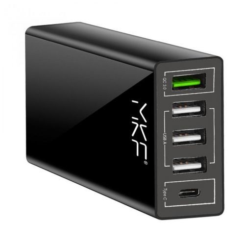 nabíječka pro mobil Mkf-qc3ac5, Usb nabíječka, 1× Usb Qc3.0, 3× Usb 5 V / 2,4 A, 1× Usb C 5 V / 3A, Multi charge, černá