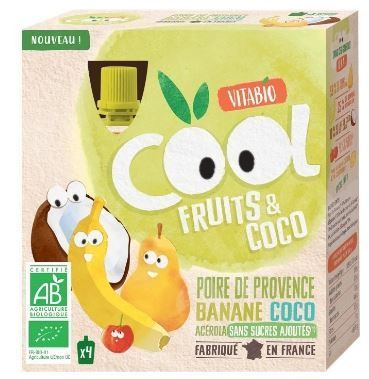 Vitabio Ovocné BIO kapsičky Cool Fruits kokos, hruška, banán a acerola 4x85g