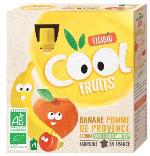 Vitabio Ovocné BIO kapsičky Cool Fruits jablko, banán a acerola 4x90g