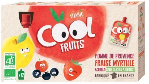 Vitabio ovocné BIO kapsičky Cool Fruits jablko, jahody, borůvky a acerola 12x90g