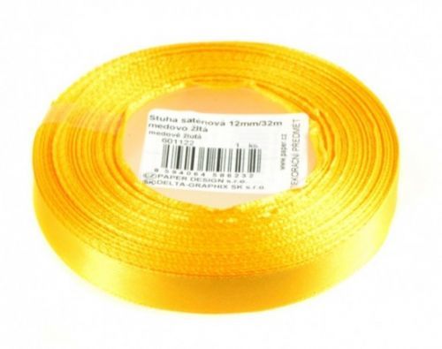 Stuha saténová 12 mm/32m - medově žlutá - 601122