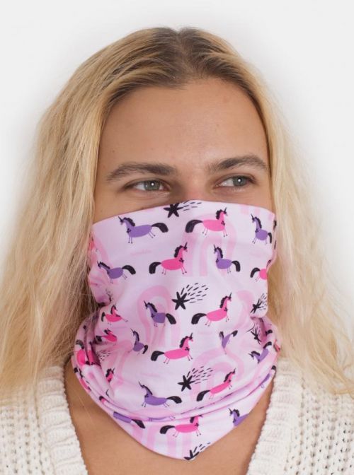 Růžový vzorovaný šátek 3v1 Fusakle