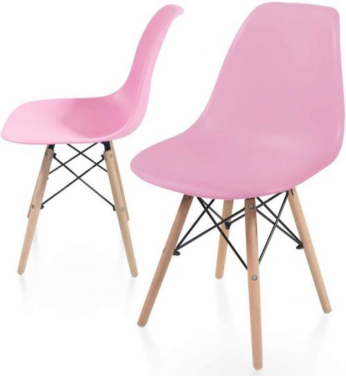 Sada jídelních židlí s plastovým sedákem, 2 kusy, růžové