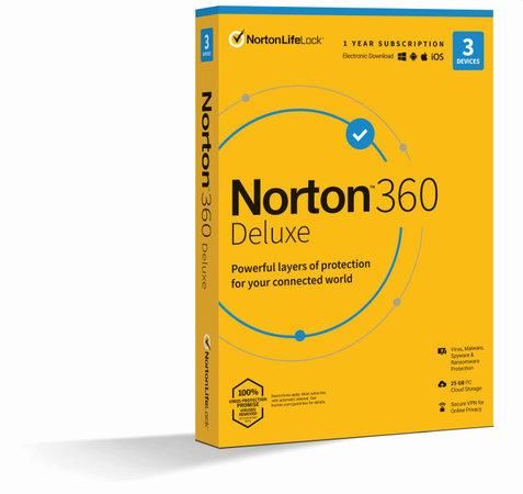 NORTON 360 DELUXE 25GB CZ 1uživatel pro 3 zařízení na 12 měsíců_Box, 21416704