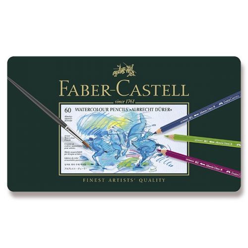 Akvarelové pastelky Faber-Castell Albrecht Dürer plechová krabička, 60 barev