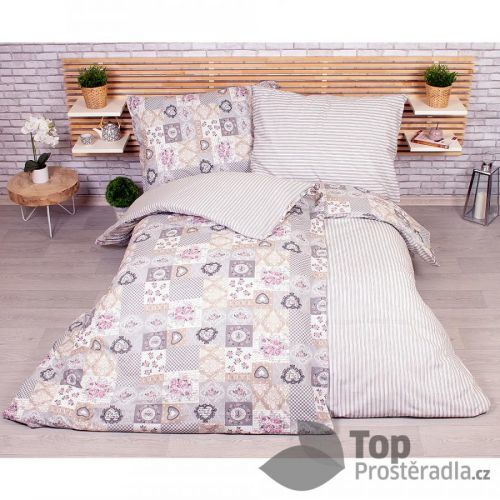 TOP Zvýhodněná sada na dvě lůžka 140x200+70x90 - Patchwork šedý